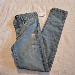 Gap denim girls size 8 stretch super skinny light wash jeans, NWT